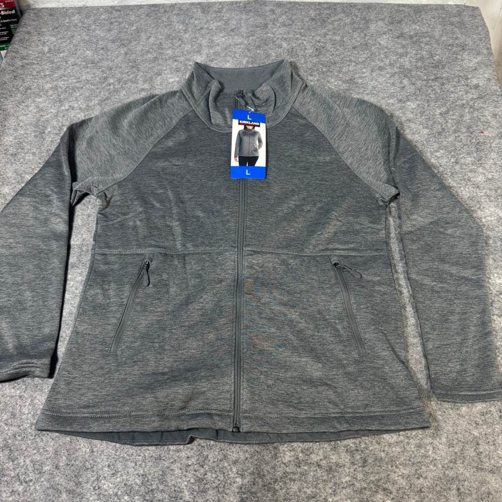 Kirkland Signature Womens Full Zip Fleece Jacket Heather Gray L 7772000